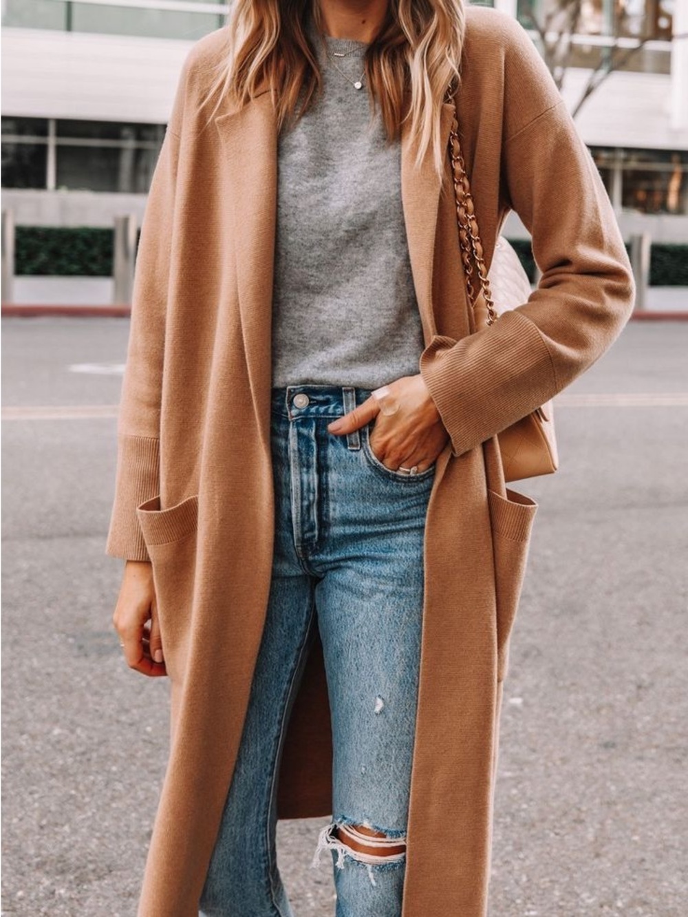 J. Crew Camel Open-Front Long Cardigan